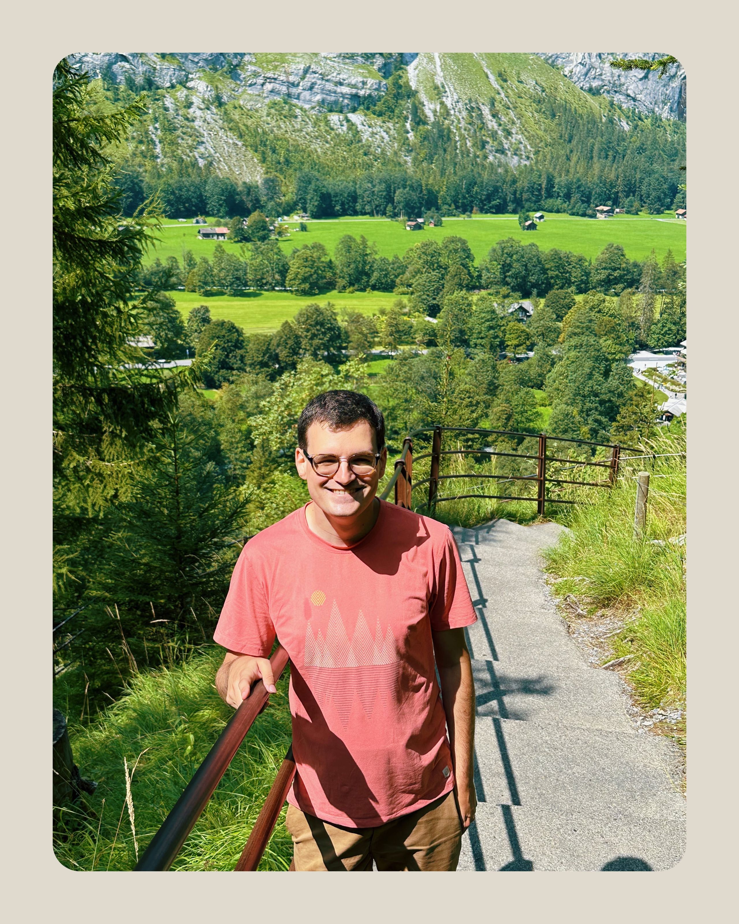 Me with the Swiss countryside in the background