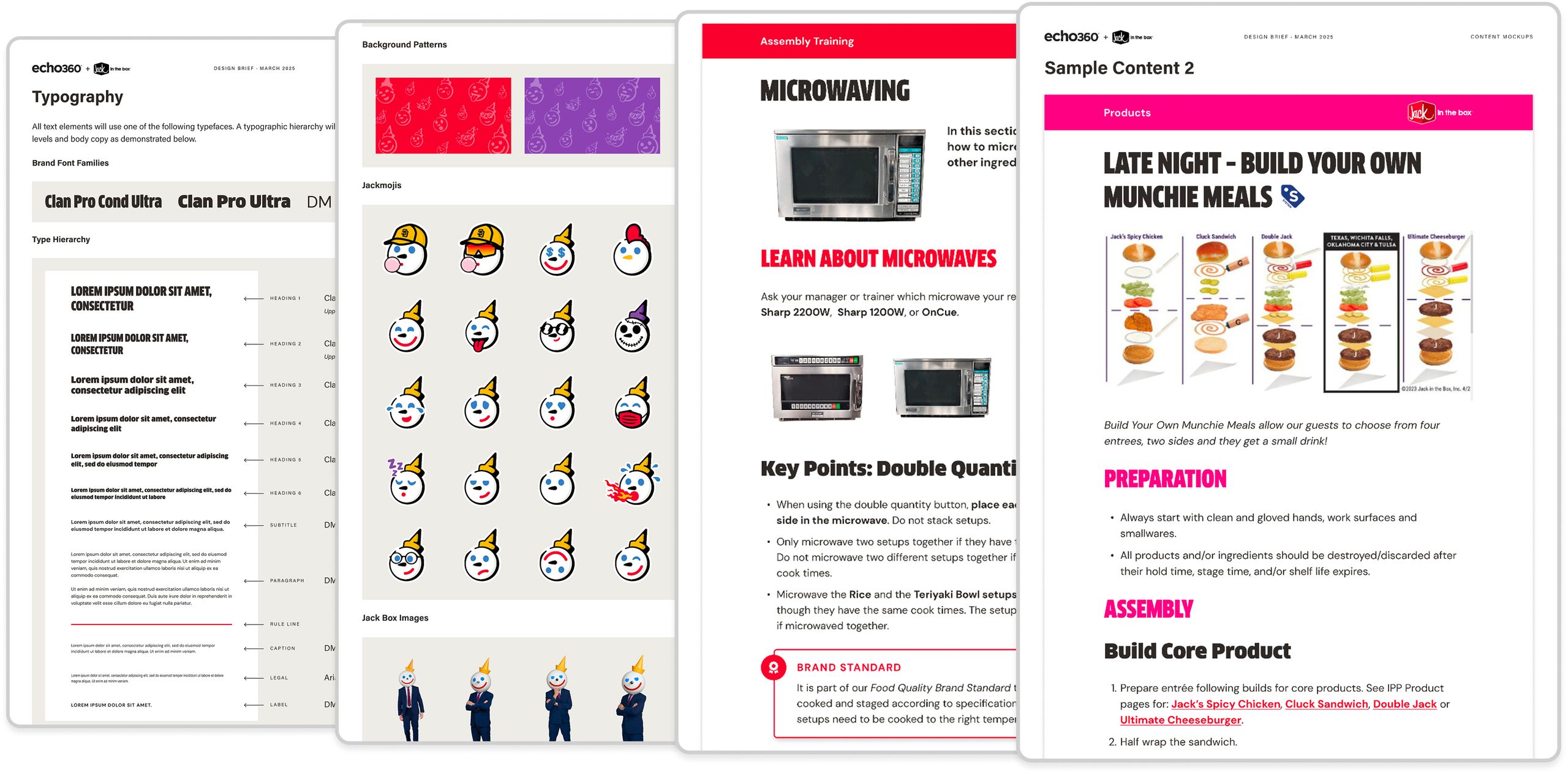 Example content mockups for Jack in the Box