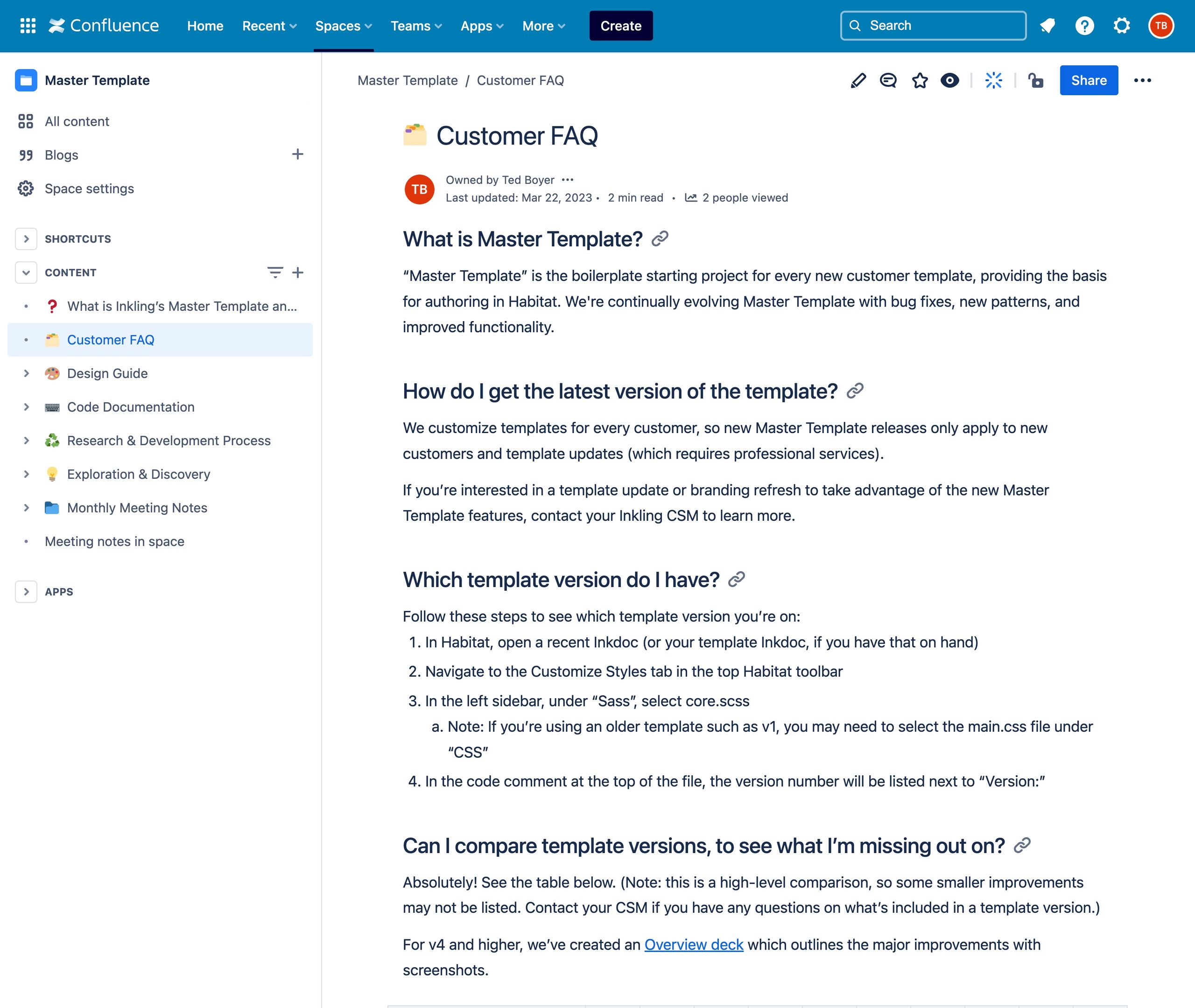Example Confluence documentation