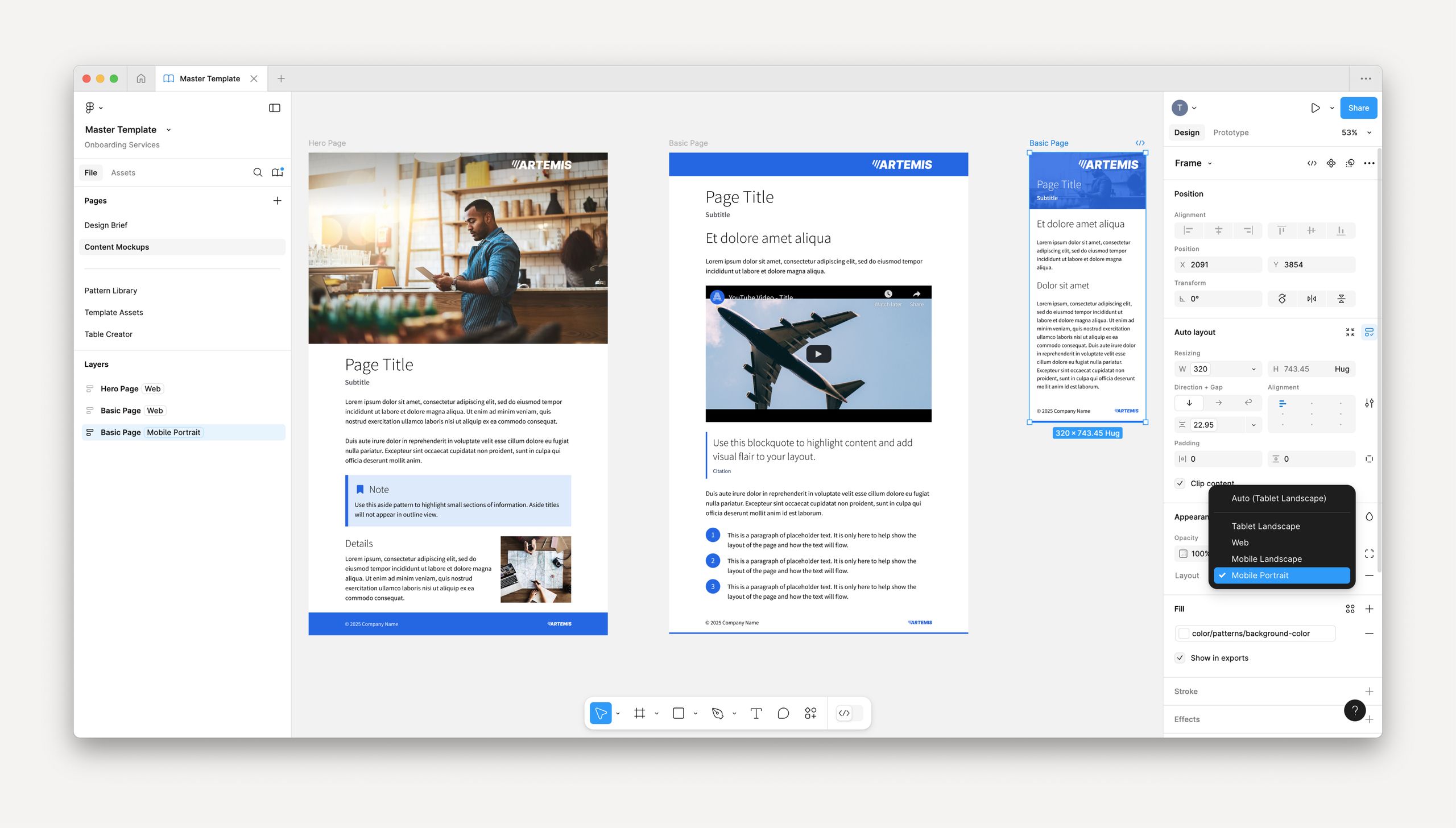 Content mockups in Figma